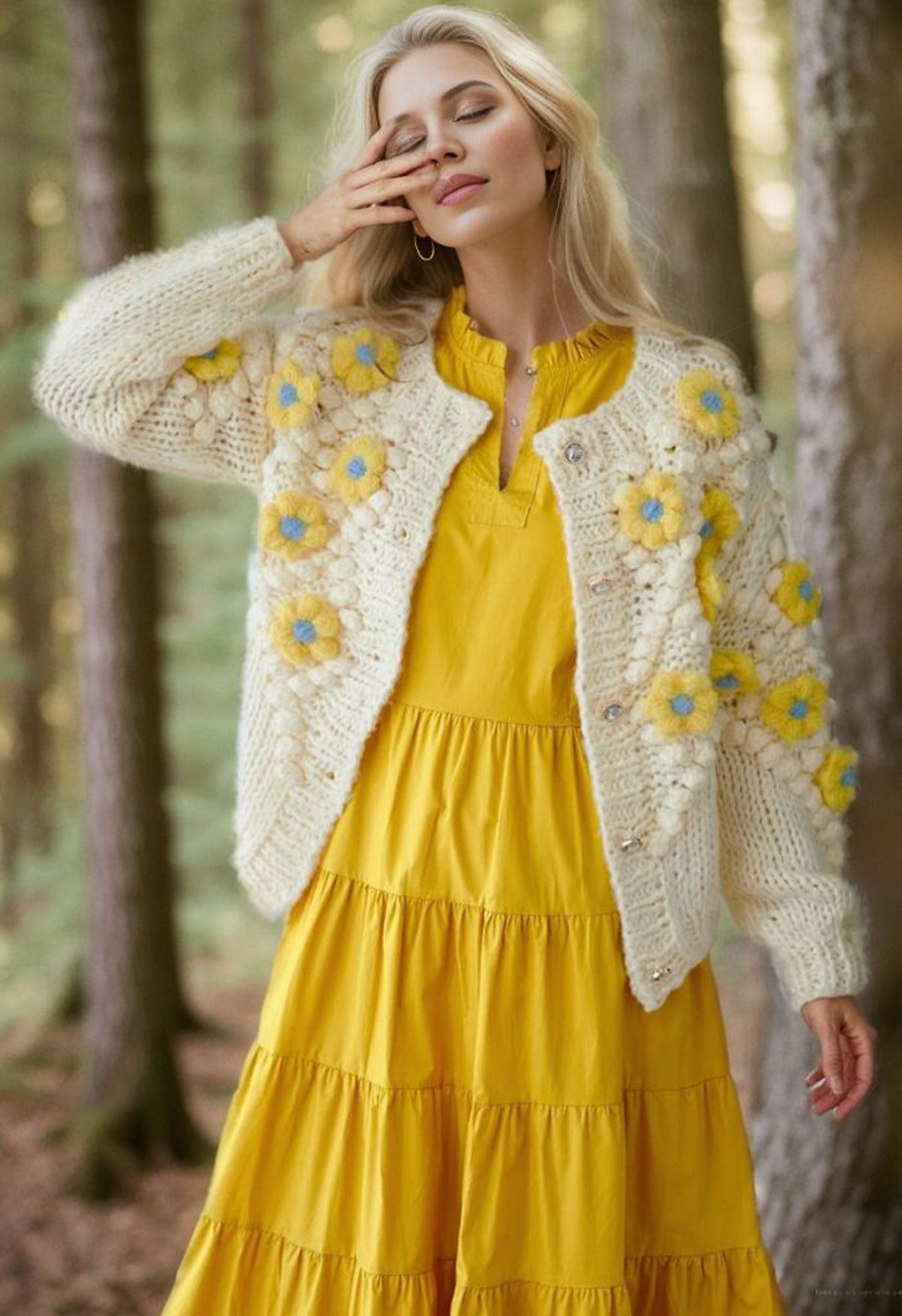 Mustard Yellow Lace Pom Special Occasion Dress
