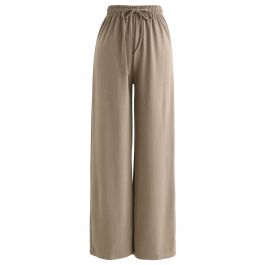 Drawstring Wide-Leg Pants in Tan - Retro, Indie and Unique Fashion