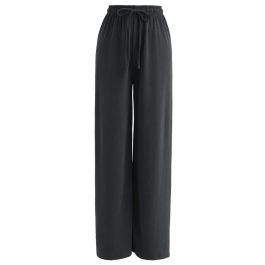 Drawstring Wide-Leg Pants in Smoke - Retro, Indie and Unique Fashion