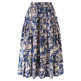 Stripes Print Ruffle Pleated Midi Skirt - Retro, Indie and Unique Fashion