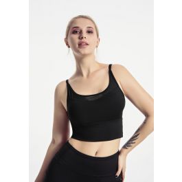 Mesh Spliced Crisscross Medium-Impact Sports Bra in Black - Retro ...