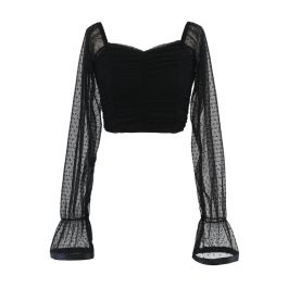 Ruched Dot Mesh Sweetheart Crop Top in Black - Retro, Indie and Unique ...