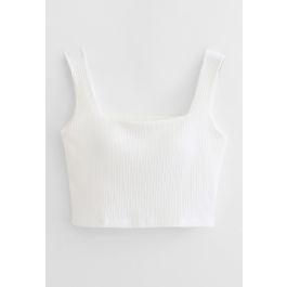 Simple Lines Bandeau Tank Top in White - Retro, Indie and Unique Fashion