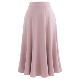 Satin A-Line Midi Skirt in Pink - Retro, Indie and Unique Fashion