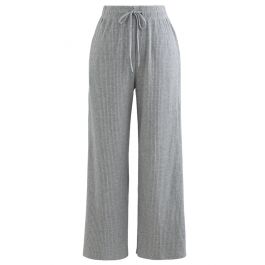 Cropped Wide-Leg Drawstring Knit Pants in Grey - Retro, Indie and ...