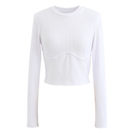 Cotton Long Sleeves White Crop Top - Retro, Indie and Unique Fashion