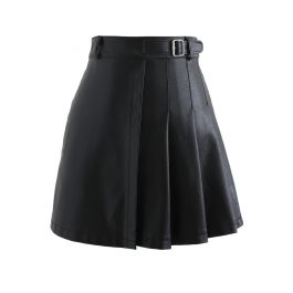 Faux Leather Pleated Detail Mini Skirt in Pink - Retro, Indie and Unique  Fashion