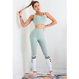 Lace-Up Back Sports Bra and Butt Lift Leggings Set in Black - Retro, Indie  and Unique Fashion