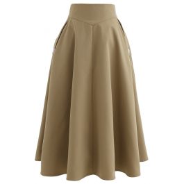 Classic Simplicity A-Line Midi Skirt in Tan - Retro, Indie and Unique  Fashion