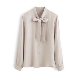 Shimmer Bowknot Button Down Shirt in Cream - Retro, Indie and Unique ...