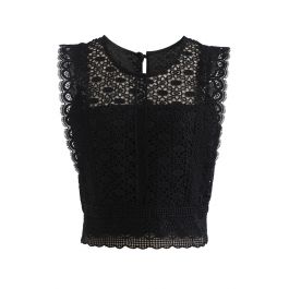 Buy Black Lace Crochet Crop Top Online India 