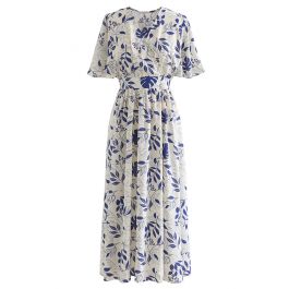 Botanical Garden Wrap Tied Midi Dress in Ivory - Retro, Indie and ...