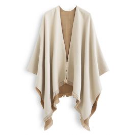 Solid Color Reversible Poncho in Camel - Retro, Indie and Unique Fashion