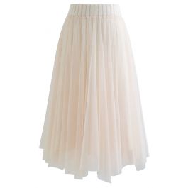 Reversible Shimmer Line Mesh Tulle Skirt in Cream - Retro, Indie and ...