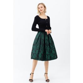 NWT Anthropologie Sunday In Brooklyn fashion Green Motif Jacquard Floral Midi Skirt