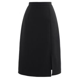 Side Slit Midi Pencil Skirt in Black - Retro, Indie and Unique Fashion