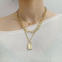 lock necklace layered