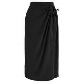 Black Drawstring-hem quilted-jersey midi skirt