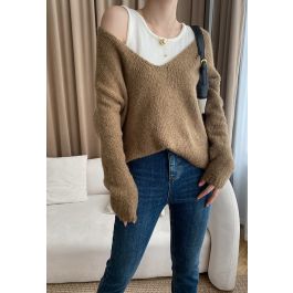 Sweater Tank,Women'S V Neck Sweater Vest Retro Brown Short