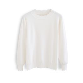 Ribbed Fuzzy Soft Knit Sweater in Cream - Retro, Indie and Unique Fashion