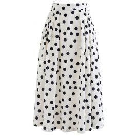 Black Dot Floret Embossed Pleated Skirt - Retro, Indie and Unique Fashion
