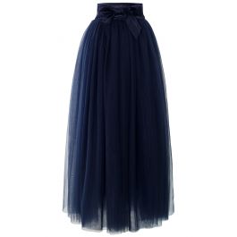 navy blue tulle maxi skirt