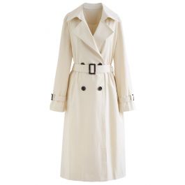 Creamy Double-Breasted Trench Coat - Retro, Indie and Unique Fashion