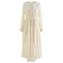 Floral Lace Splice Pleated Midi Dress in Cream - Retro, Indie and ...