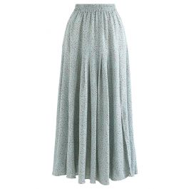 Ditsy Spot Print Pleated Maxi Skirt in Teal - Retro, Indie and Unique ...