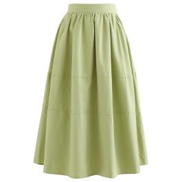 Seam Detailing Cotton Midi Skirt in Pistachio - Retro, Indie and Unique ...