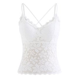 Blossom Lace Cami Bustier Top in White