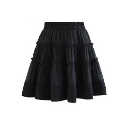 Ruffle Organza Mini Skirt in Black - Retro, Indie and Unique Fashion