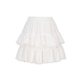Crochet Edge Texture Tiered Mini Skirt in White - Retro, Indie and ...