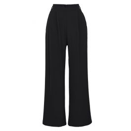 Cutout Waist Wide Leg Pants in Black - Retro, Indie and Unique Fashion