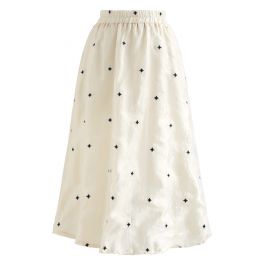 Embroidered Daisy Mesh Overlay Skirt in Cream - Retro, Indie and Unique ...