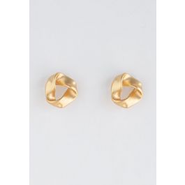 Twist Golden Stud Earrings - Retro, Indie and Unique Fashion