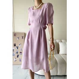 Stitch Waist Sheer Midi Dress in Lilac - Retro, Indie and Unique Fashion