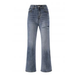 Vintage Blue Ripped Flare Jeans - Retro, Indie and Unique Fashion