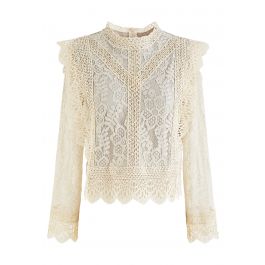 Your Sassy Start Long Sleeve Crochet Lace Top in Cream - Retro, Indie ...