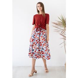 Shop Chicwish Flower Patterns Medium Midi Skirts (B20151006025) by