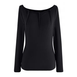 Seam Detail Soft Cotton Top in Black - Retro, Indie and Unique Fashion