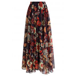 Fancy Garden Chiffon Maxi Skirt - Retro, Indie and Unique Fashion