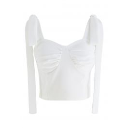 Tie-Strap Bustier Crop Top in White - Retro, Indie and Unique Fashion