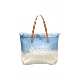 Summer Vibes Two-Tone Canvas Tote Bag in Blue - Retro, Indie