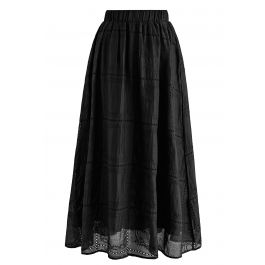 Branch Embroidery Checked Maxi Skirt in Black - Retro, Indie and Unique ...