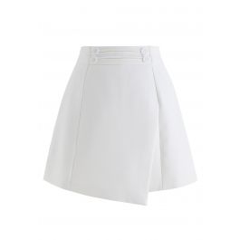 Buttons Decorated Flap Skorts in White - Retro, Indie and Unique Fashion