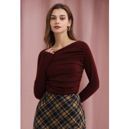 Anthropologie Vanessa deals Virginia Small Burgundy Wrap Long Sleeve Ruched Blouse