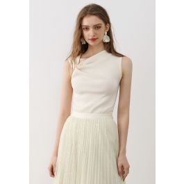 Side Knot Ruched Sleeveless Knit Top in Cream - Retro, Indie and Unique ...