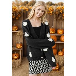 OW PATCH KNIT CARDIGAN in black