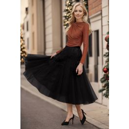 Tulle midi skirt outlet with bow